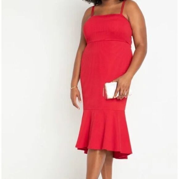 Eloquii Fitted Trumpet Dress in red,‎ size 22 - Picture 1 of 16